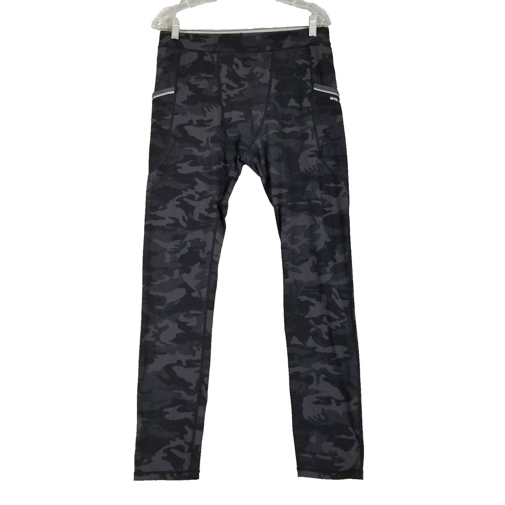 Willit Pants Mens XL Black Gray Camo‎ Performance Athletic Compression Leggings